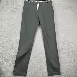 J Crew Always Mens 484 Slim Chino Pants‎ 31X34 Olive Green Khaki Flat Front NEW